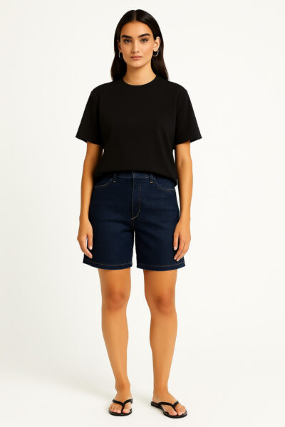 Cotton Jersey Boxy Tee Black Liberty Rose