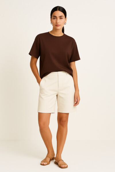 Cotton Jersey Boxy Tee Chocolate Liberty Rose