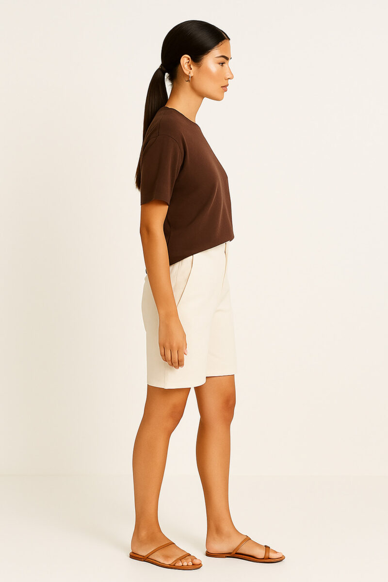 Cotton Jersey Boxy Tee Chocolate Liberty Rose