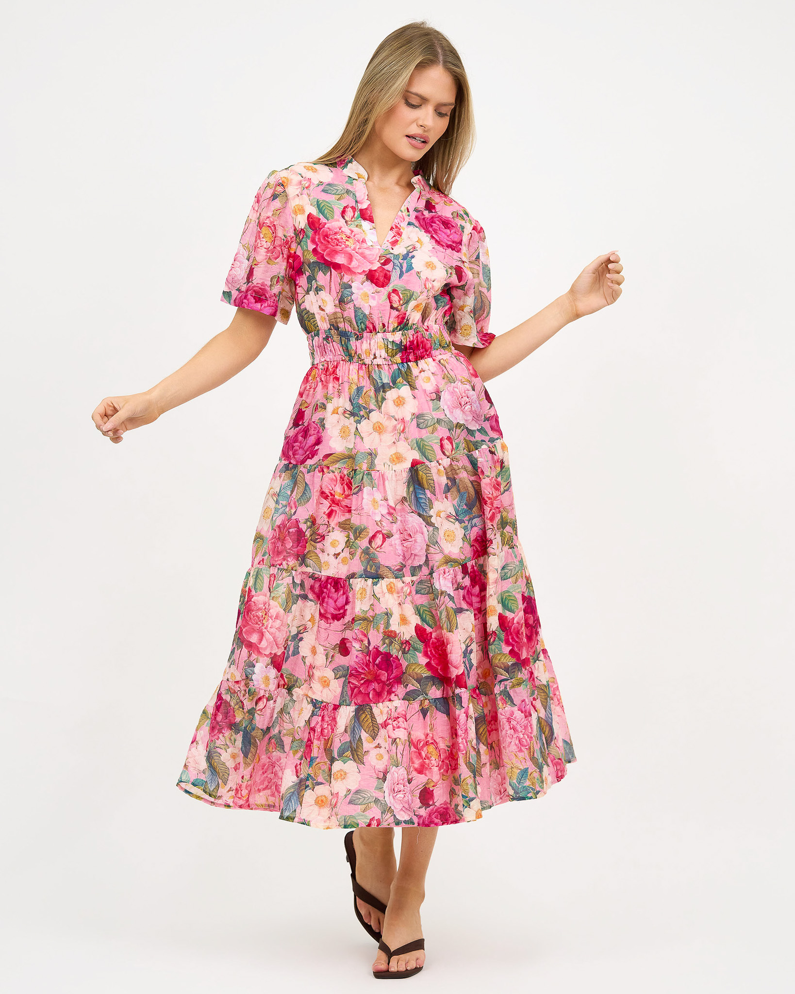 Tier Detail Dress Pink Liberty Rose Tier Detail Dress Pink Liberty Rose