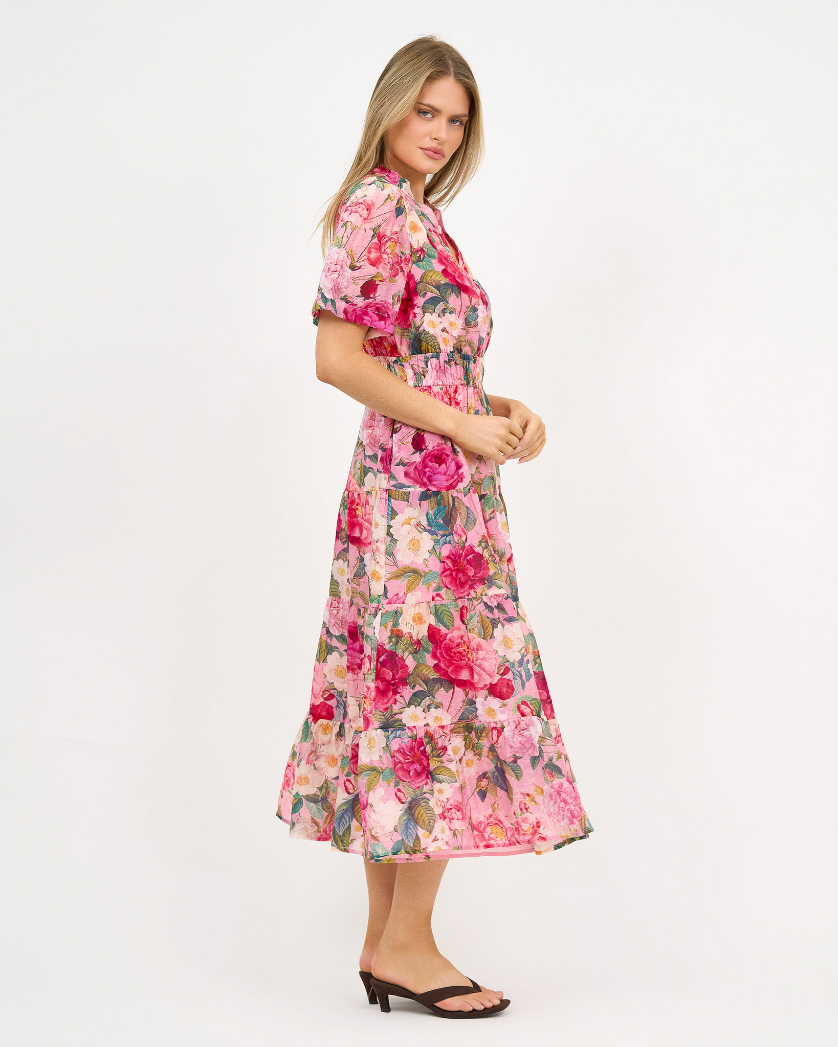 Tier Detail Dress Pink Liberty Rose Tier Detail Dress Pink Liberty Rose