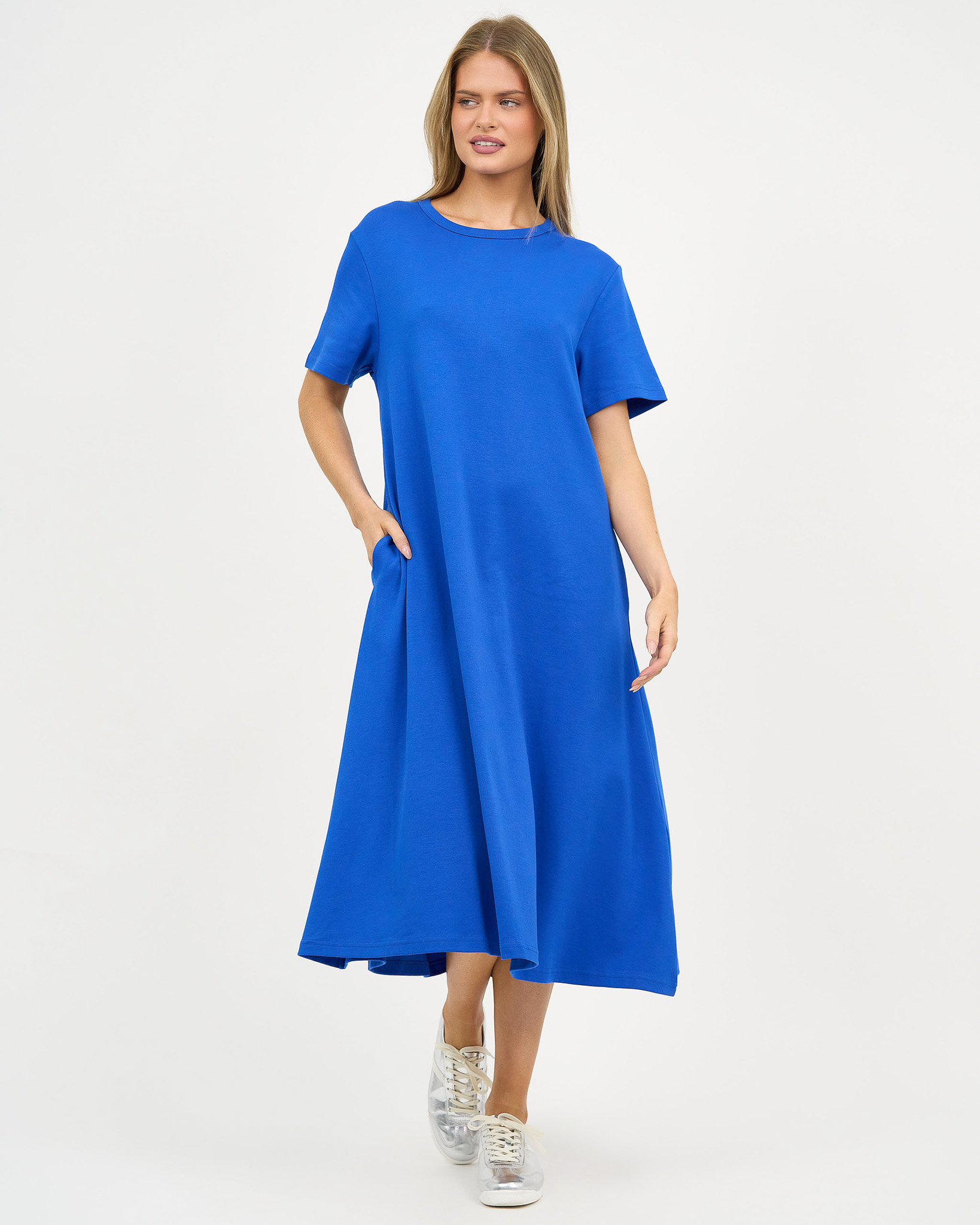 Cotton Jersey Dress Royal Blue Liberty Rose Cotton Jersey Dress Royal Blue Liberty Rose