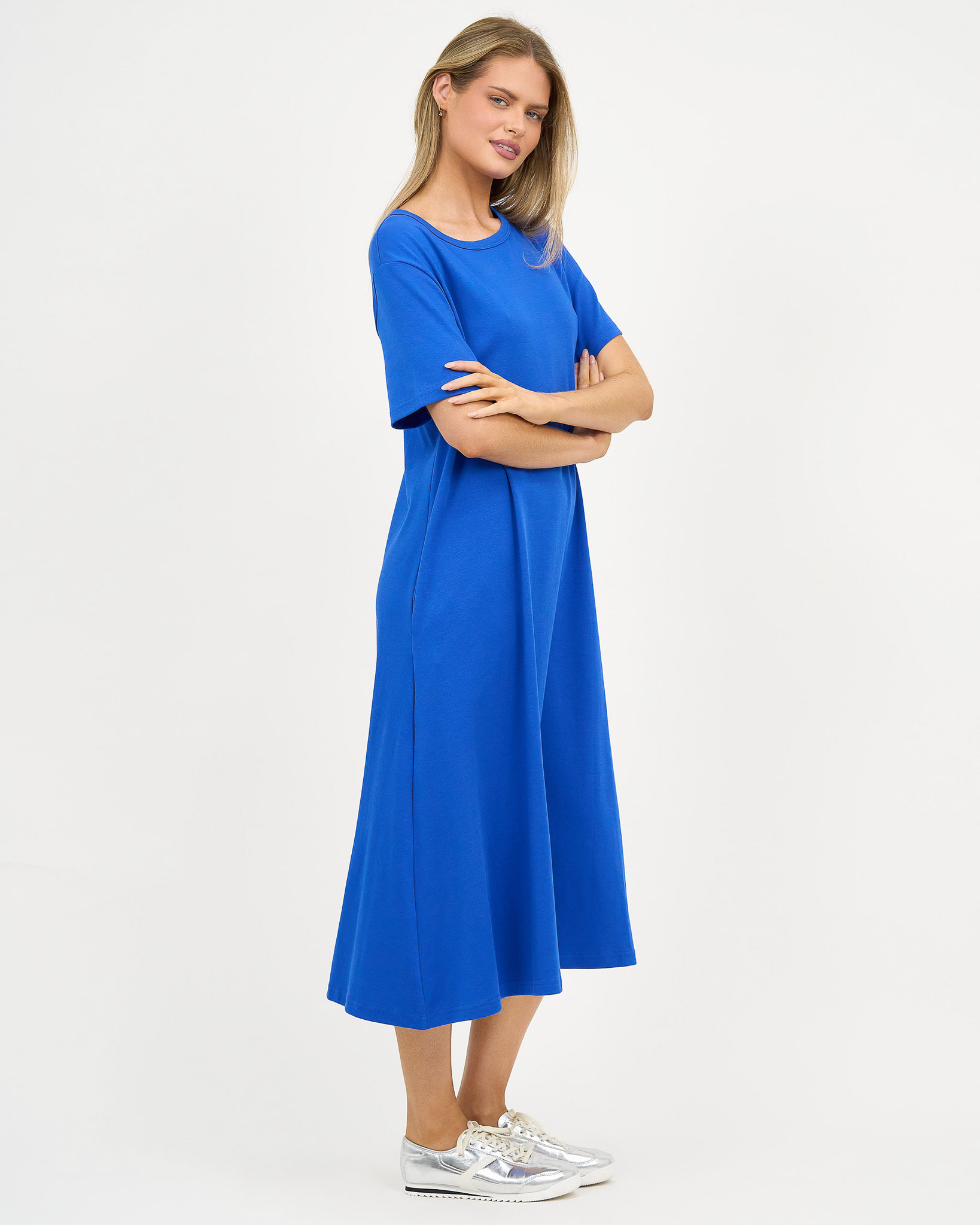 Cotton Jersey Dress Royal Blue Liberty Rose Cotton Jersey Dress Royal Blue Liberty Rose