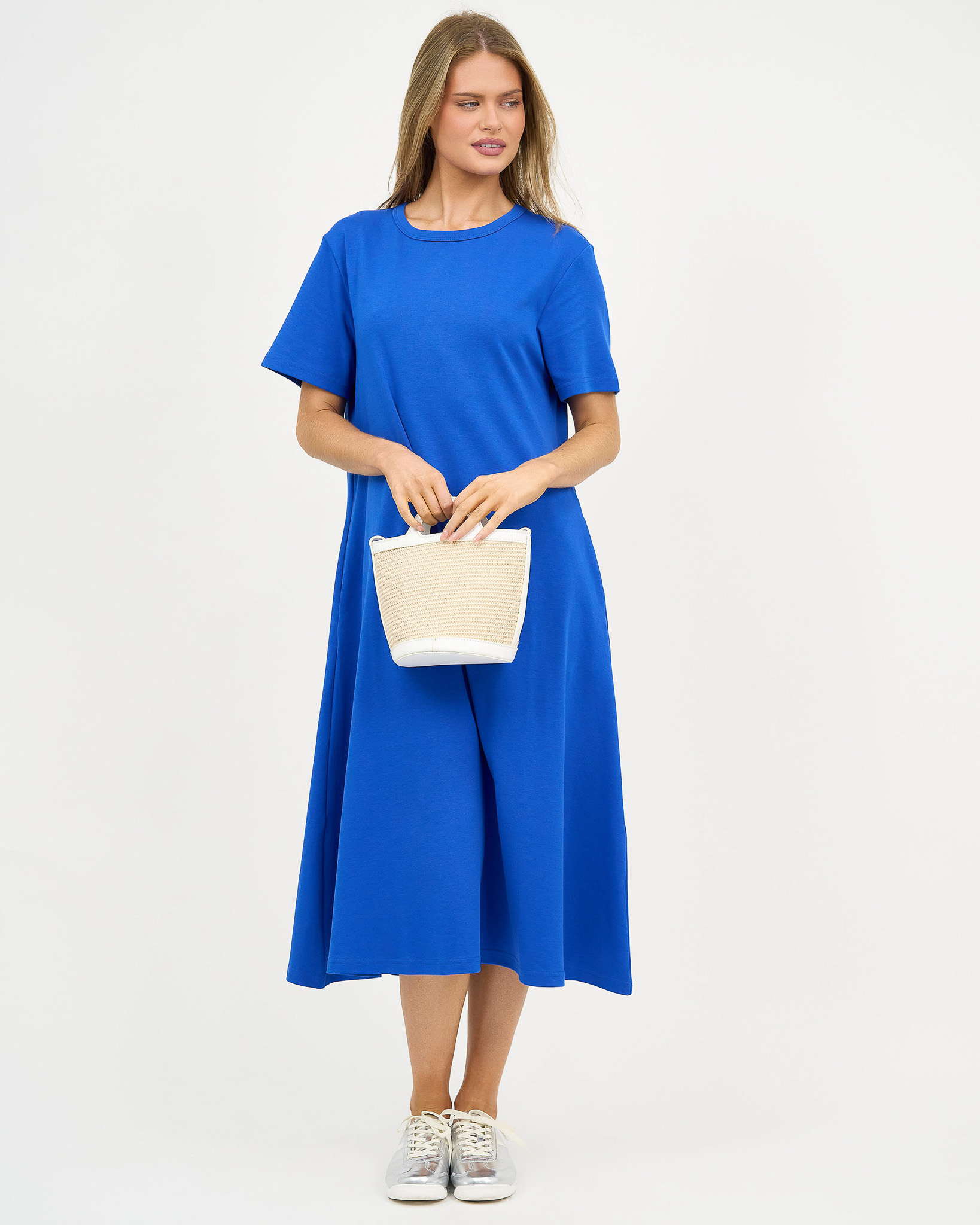 Cotton Jersey Dress Royal Blue Liberty Rose Cotton Jersey Dress Royal Blue Liberty Rose