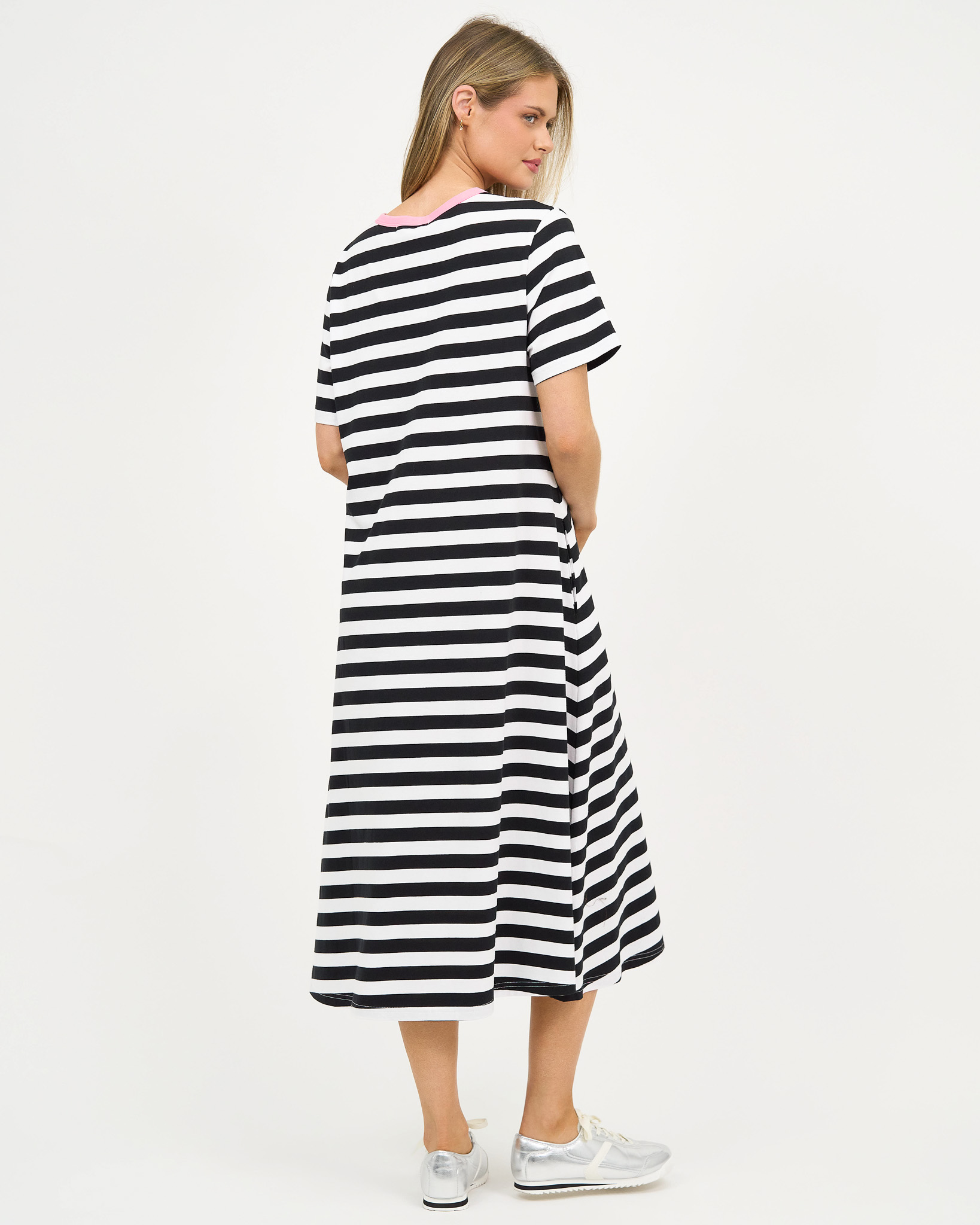 Contrast Trim Cotton Jersey Dress Pink Liberty Rose Contrast Trim Cotton Jersey Dress Pink Liberty Rose