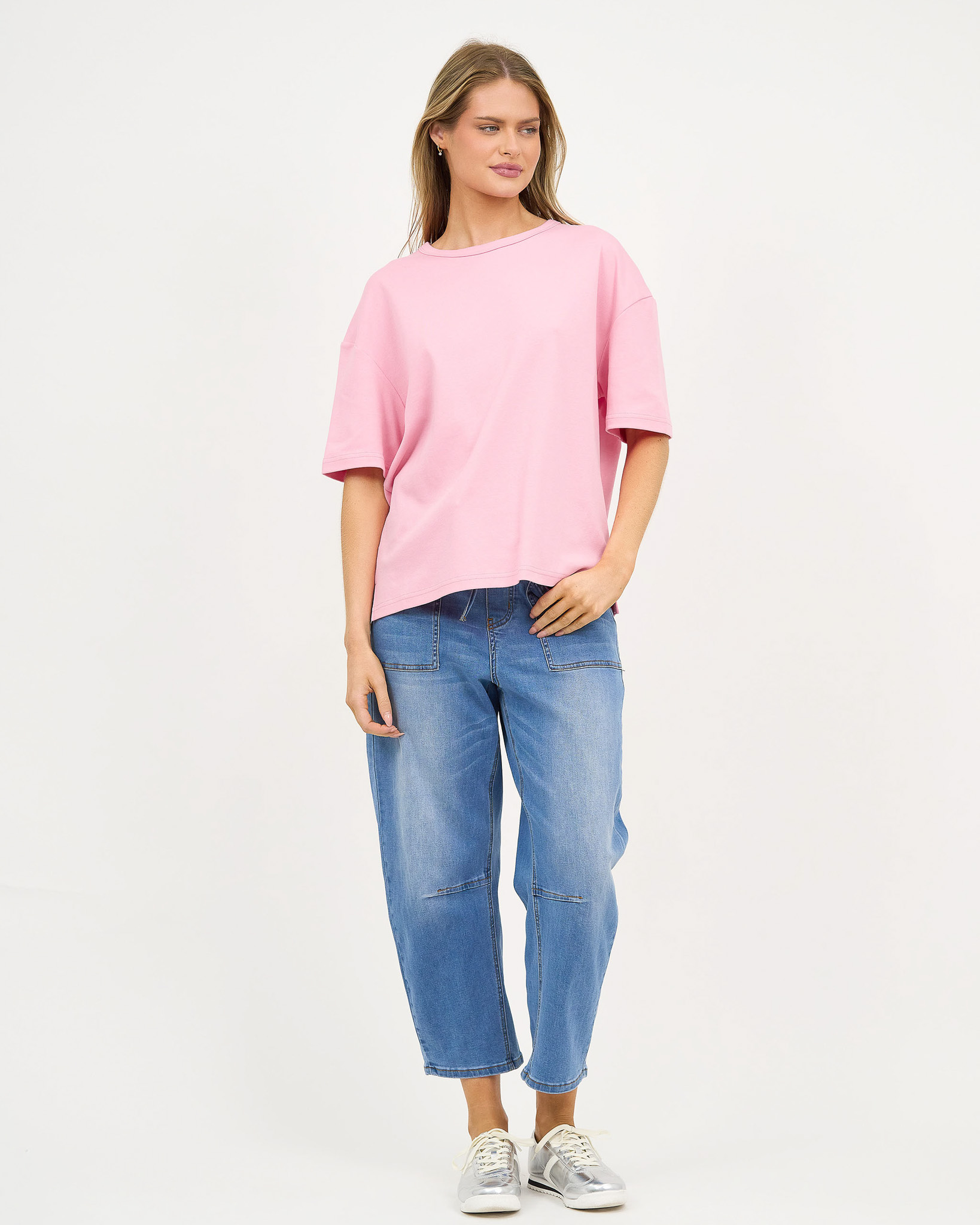 Cotton Jersey Relaxed Tee Pink Liberty Rose Cotton Jersey Relaxed Tee Pink Liberty Rose