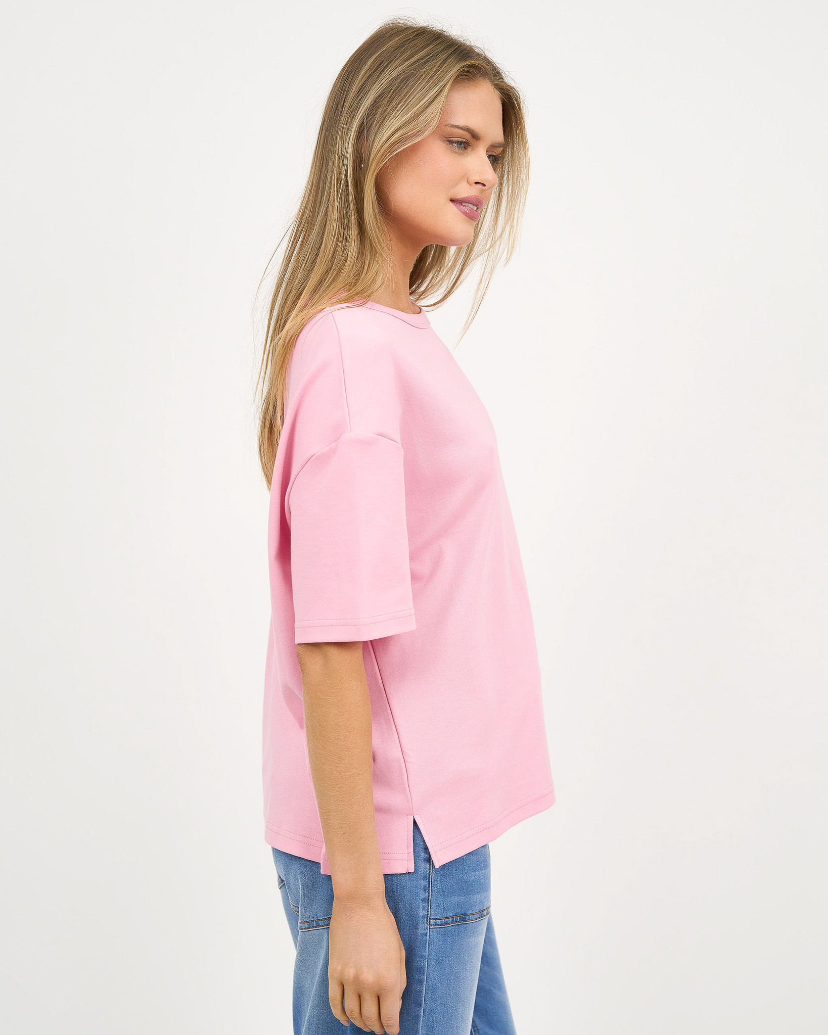 Cotton Jersey Relaxed Tee Pink Liberty Rose Cotton Jersey Relaxed Tee Pink Liberty Rose