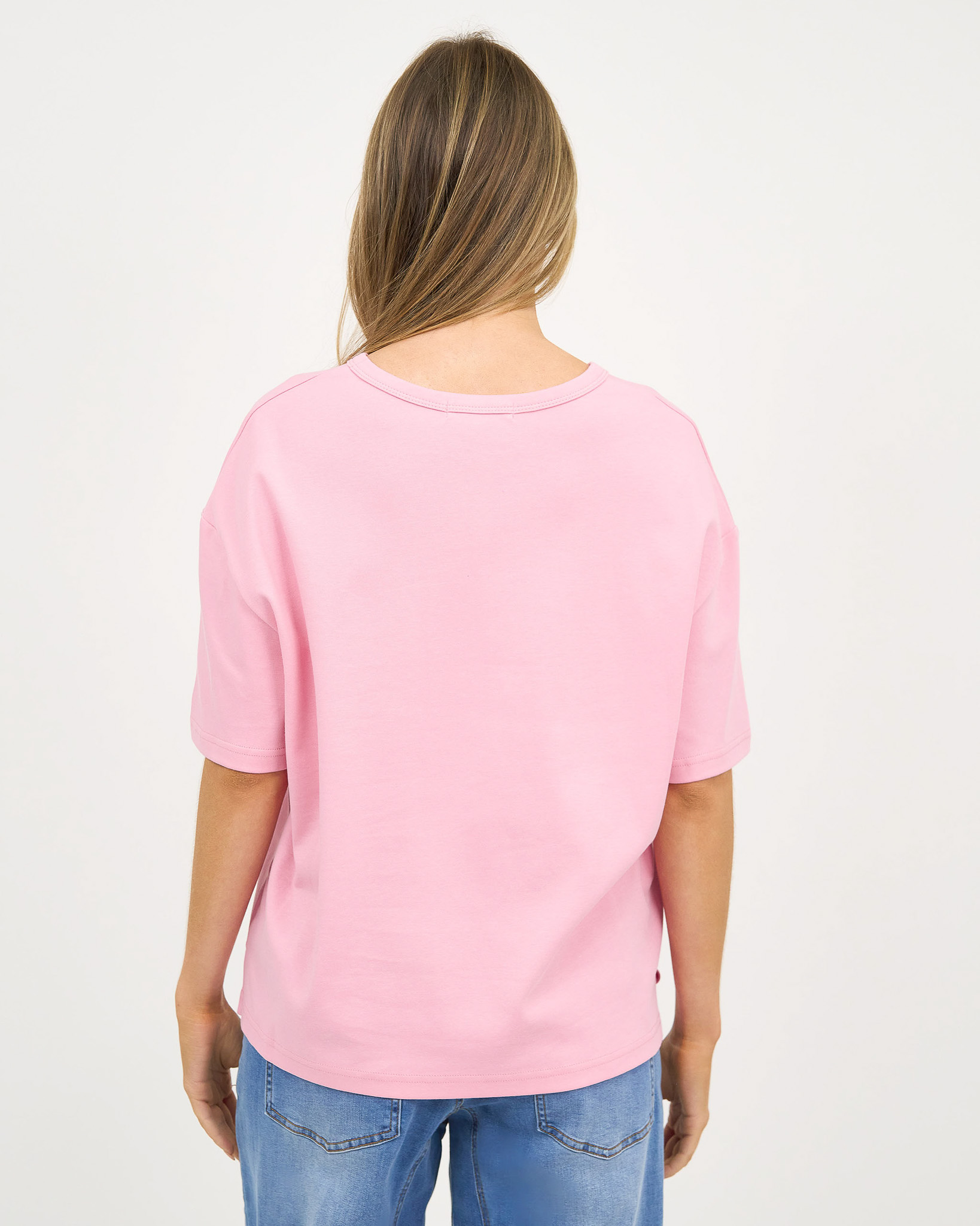 Cotton Jersey Relaxed Tee Pink Liberty Rose Cotton Jersey Relaxed Tee Pink Liberty Rose