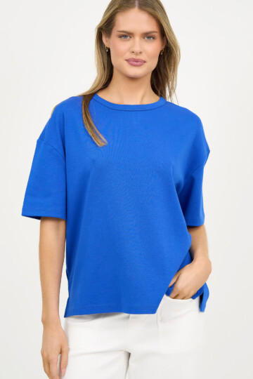 Cotton Jersey Relaxed Tee Royal Blue Liberty Rose