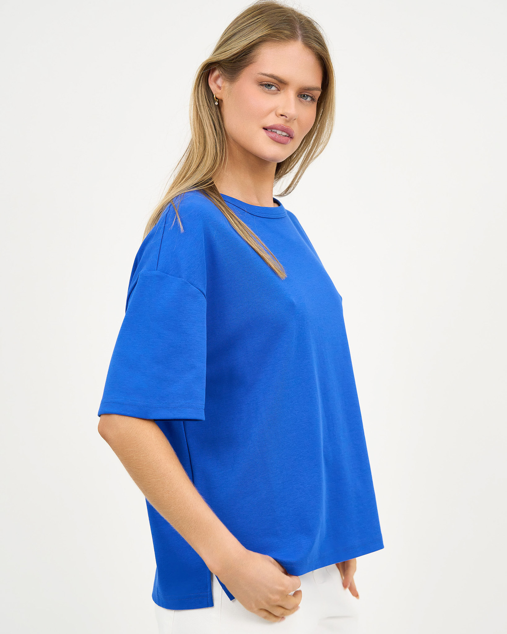 Cotton Jersey Relaxed Tee Royal Blue Liberty Rose Cotton Jersey Relaxed Tee Royal Blue Liberty Rose