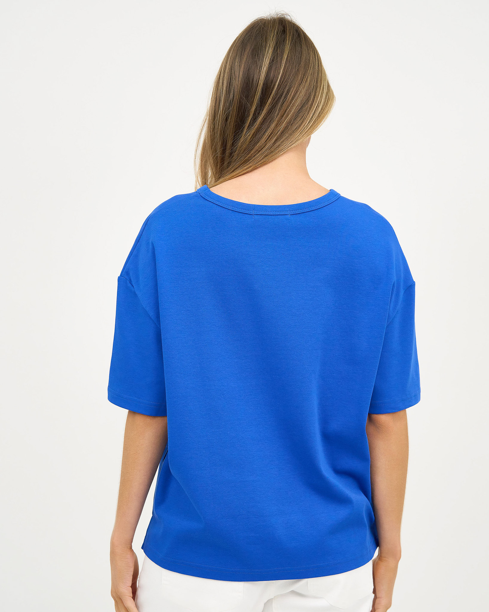 Cotton Jersey Relaxed Tee Royal Blue Liberty Rose Cotton Jersey Relaxed Tee Royal Blue Liberty Rose