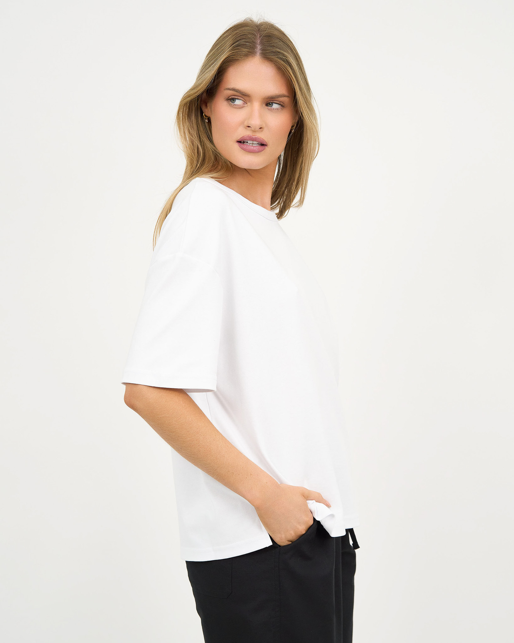 Cotton Jersey Relaxed Tee White Liberty Rose Cotton Jersey Relaxed Tee White Liberty Rose