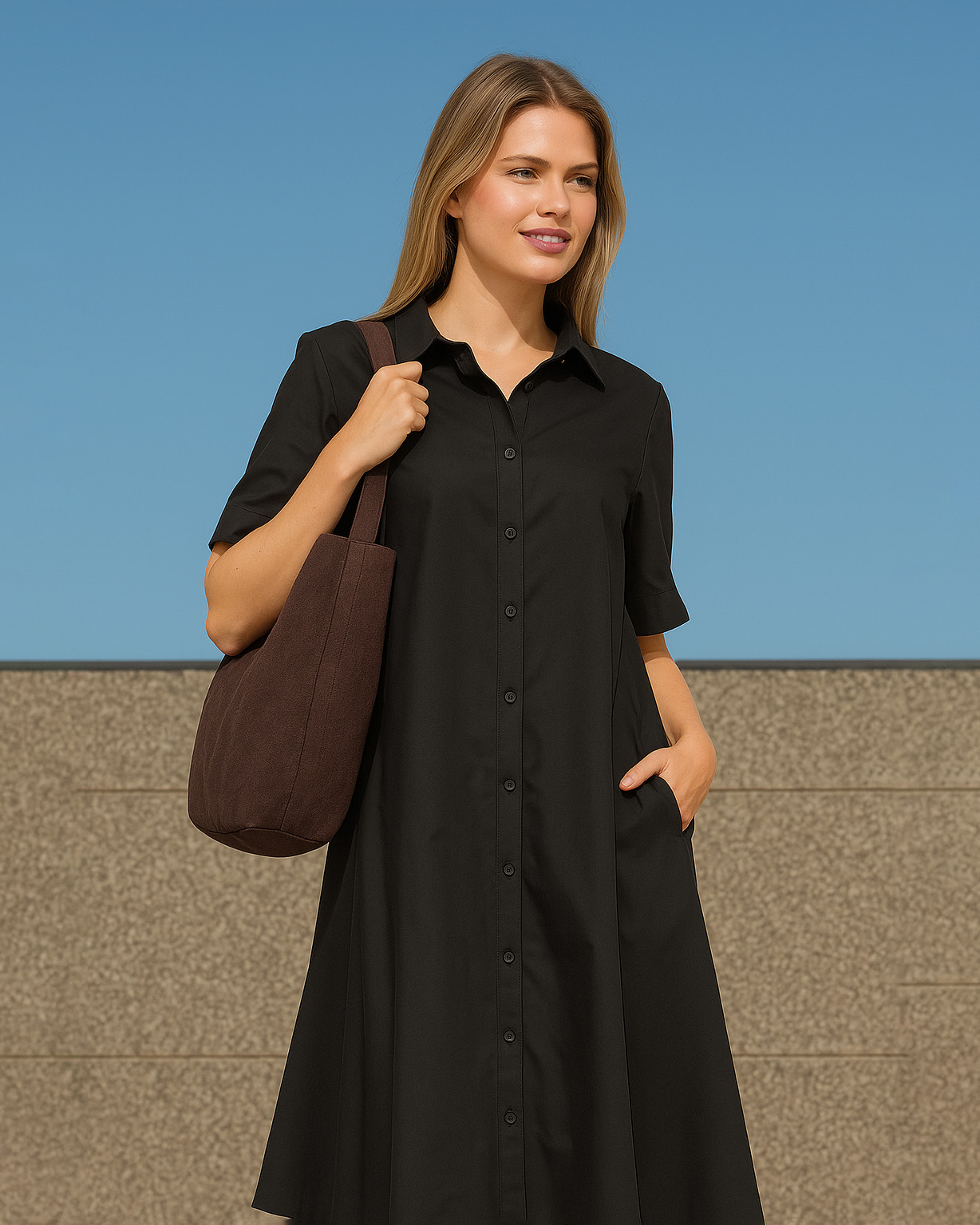 Cotton Relaxed Shirt Dress Black Liberty Rose Cotton Relaxed Shirt Dress Black Liberty Rose