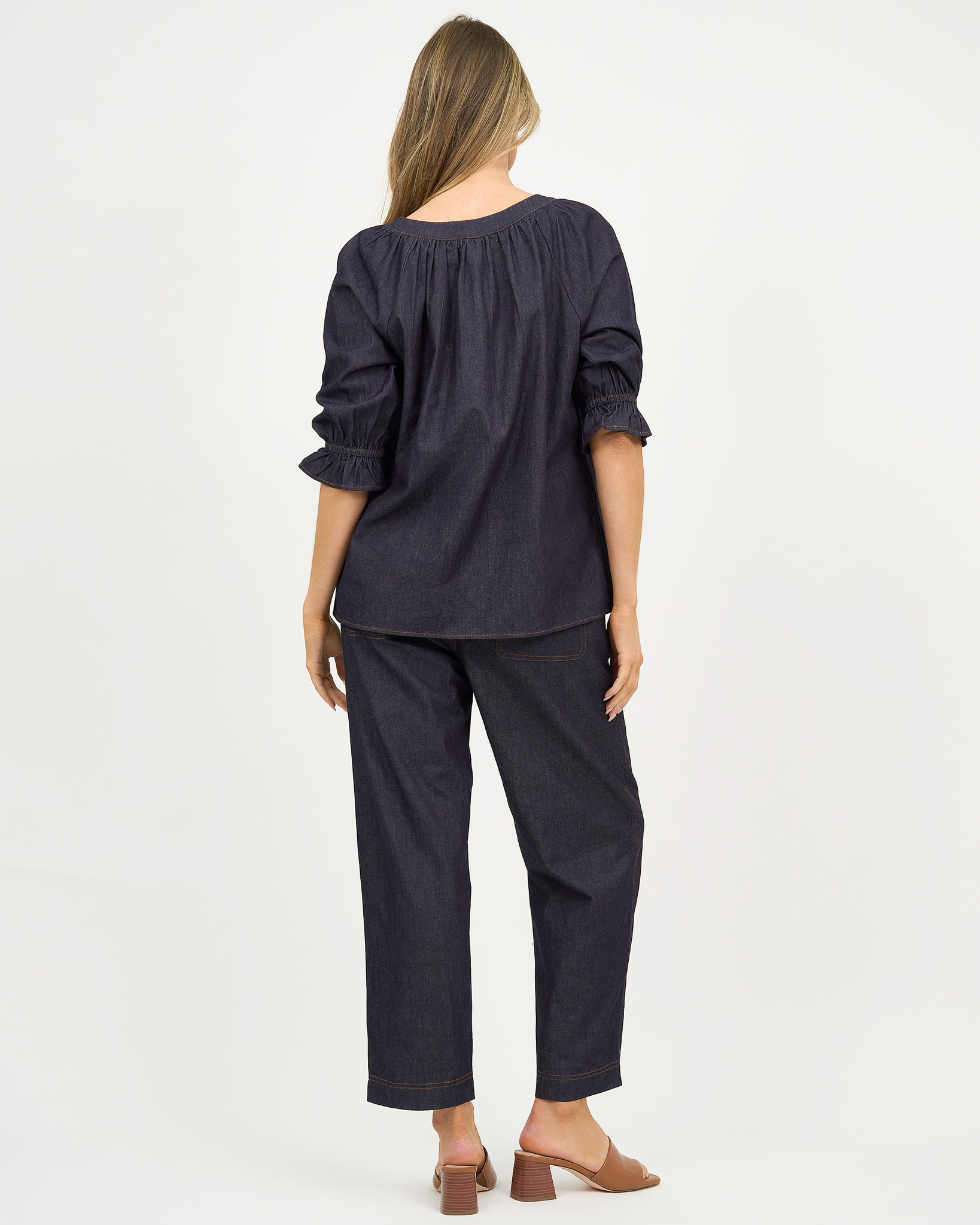 Gathered Light Denim Shirt Navy Liberty Rose Gathered Light Denim Shirt Navy Liberty Rose