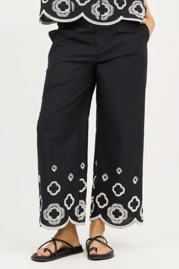 Embroidered Pant Black Liberty Rose