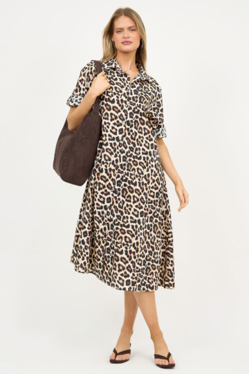 Cotton Relaxed Shirt Dress Animal Liberty Rose