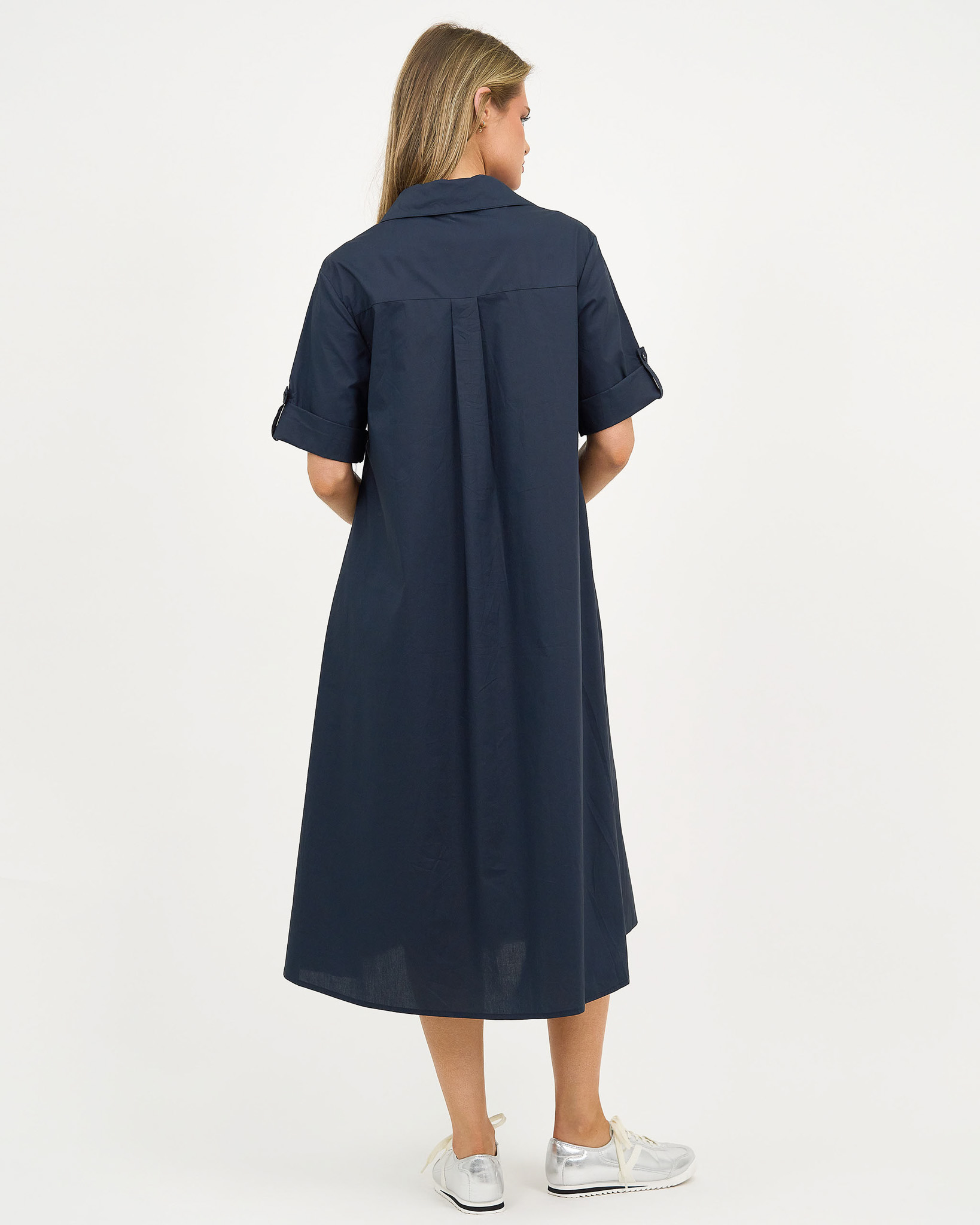 Cotton Relaxed Shirt Dress Navy Liberty Rose Cotton Relaxed Shirt Dress Navy Liberty Rose