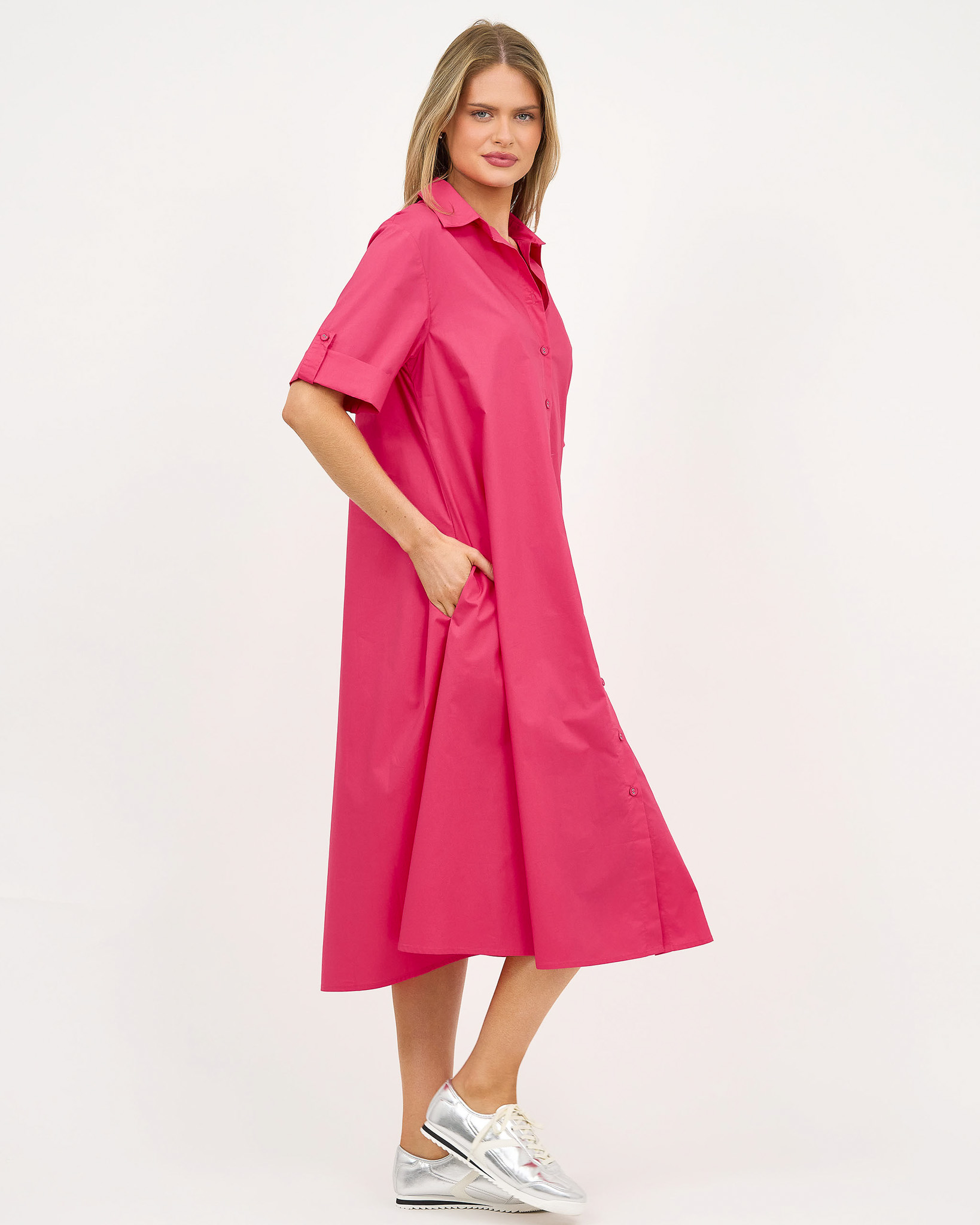 Cotton Relaxed Shirt Dress Watermelon Liberty Rose Cotton Relaxed Shirt Dress Watermelon Liberty Rose