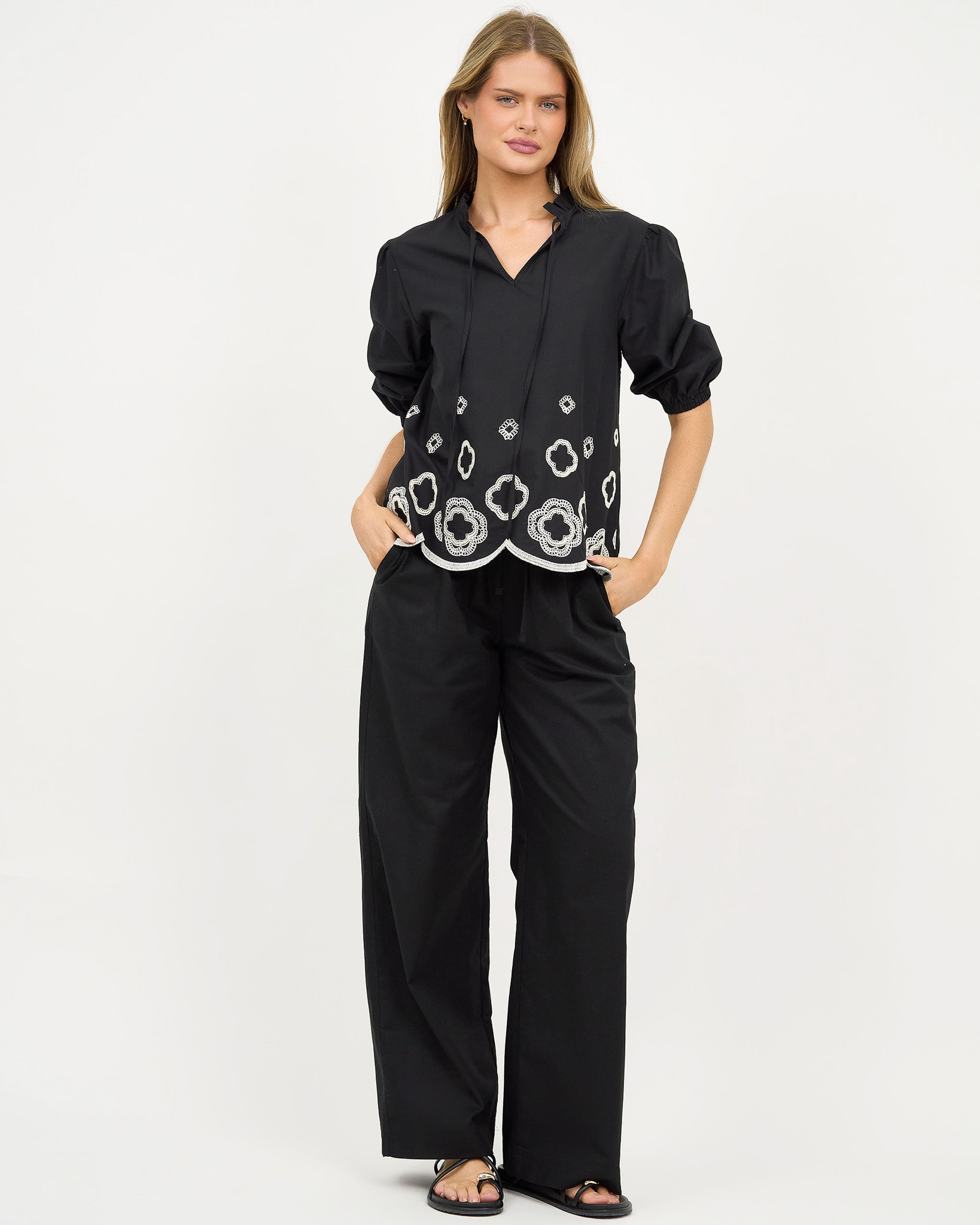 Embroidered Top Black Liberty Rose Embroidered Top Black Liberty Rose