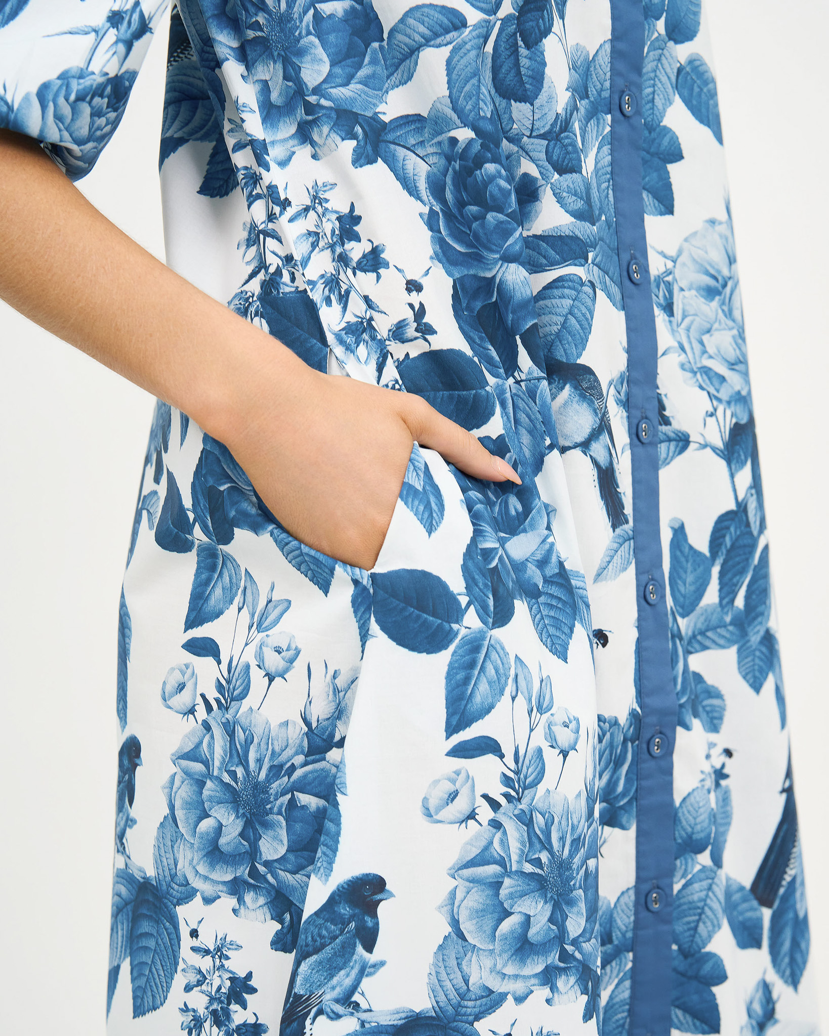 Contrast Trim Shirt Dress Blue Liberty Rose Contrast Trim Shirt Dress Blue Liberty Rose