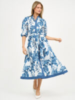 Contrast Trim Shirt Dress Blue Liberty Rose Contrast Trim Shirt Dress Blue Liberty Rose