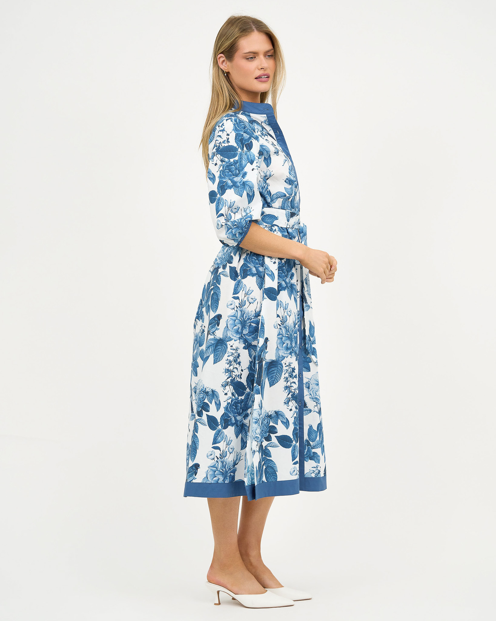 Contrast Trim Shirt Dress Blue Liberty Rose Contrast Trim Shirt Dress Blue Liberty Rose