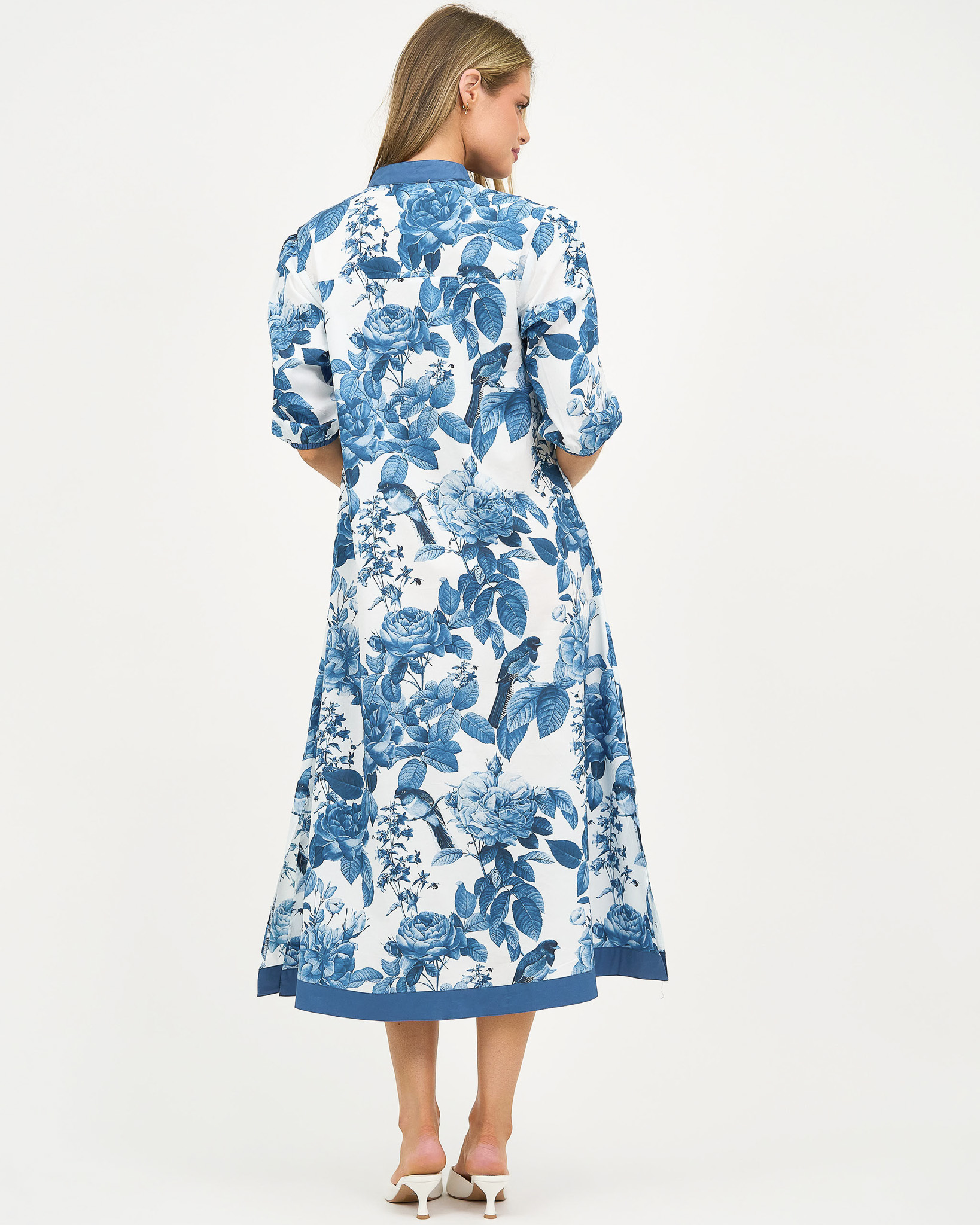 Contrast Trim Shirt Dress Blue Liberty Rose Contrast Trim Shirt Dress Blue Liberty Rose