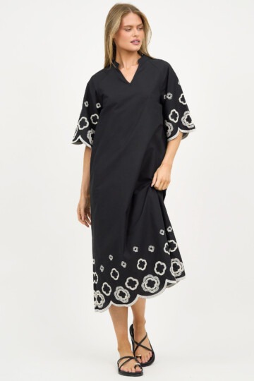 Embroidered Dress Black Liberty Rose