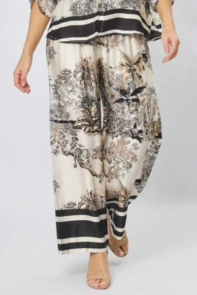 Wide Leg Viscose Pant Black La Strada