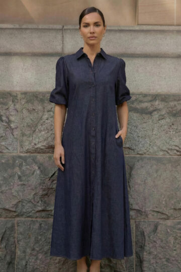 Maxi Light Denim Shirt Dress Dark Denim Liberty Rose