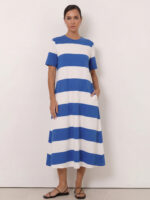 Cotton Jersey Stripe Dress Rose Liberty Rose