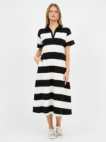 Polo Cotton Jersey Stripe Dress Emerald Liberty Rose