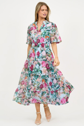 Tier Detail Dress Light Blue Liberty Rose