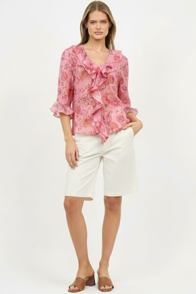 Double Frill Top Pink Liberty Rose Double Frill Top Pink Liberty Rose