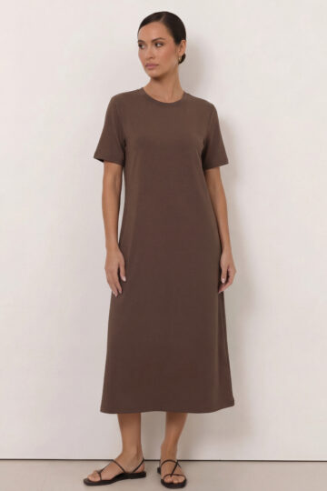 Cotton Jersey Dress Chocolate Liberty Rose