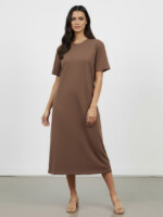 Cotton Jersey Stripe Dress Espresso Liberty Rose