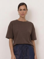 Cotton Jersey Relaxed Tee Chocolate Liberty Rose