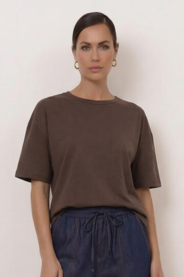 Cotton Jersey Relaxed Tee Chocolate Liberty Rose