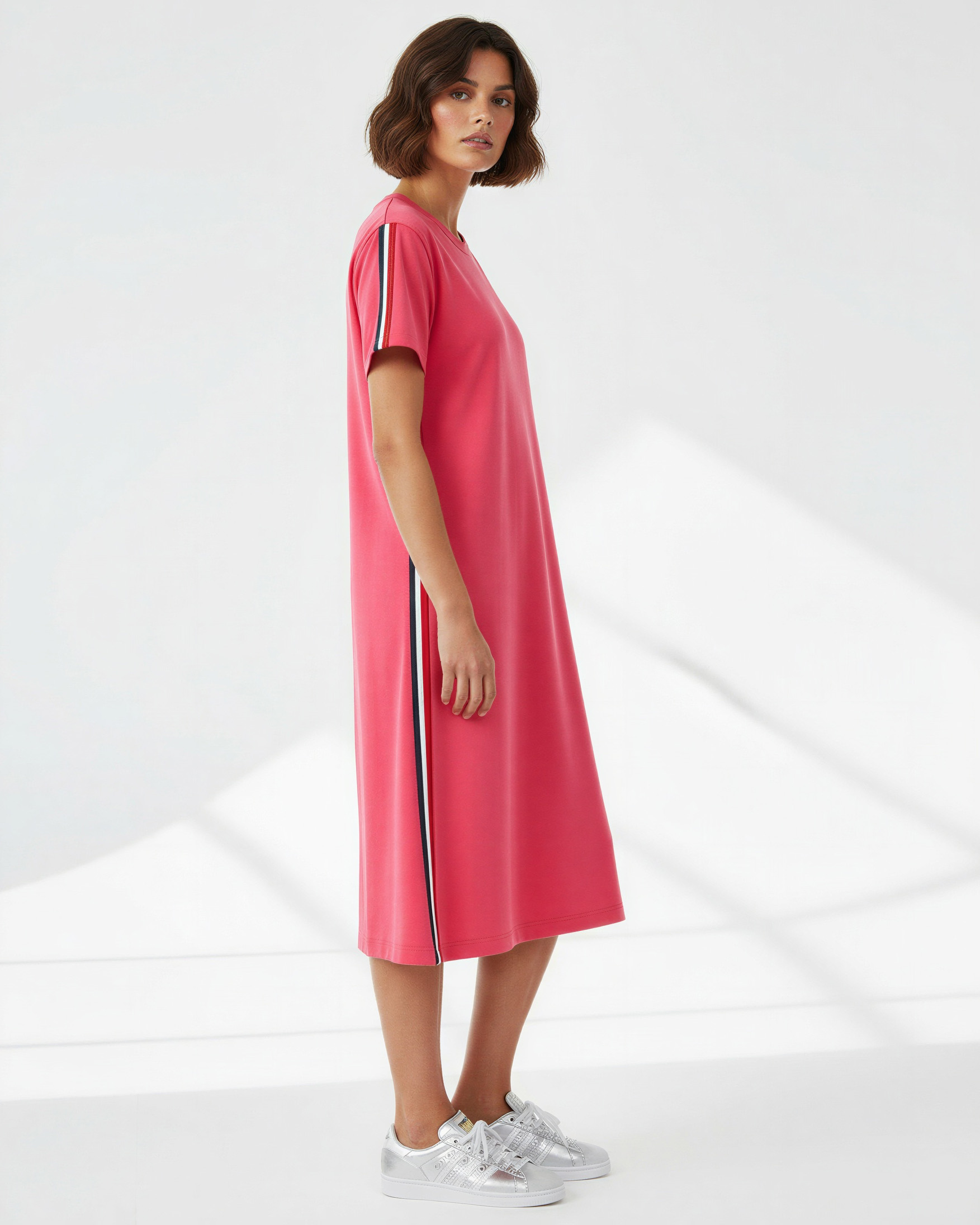 Cotton Side Stripe Jersey Dress Watermelon Liberty Rose Cotton Side Stripe Jersey Dress Watermelon Liberty Rose