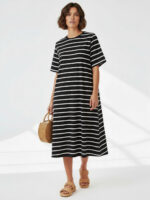 Straight Cotton Jersey Dress Black Liberty Rose Straight Cotton Jersey Dress Black Liberty Rose