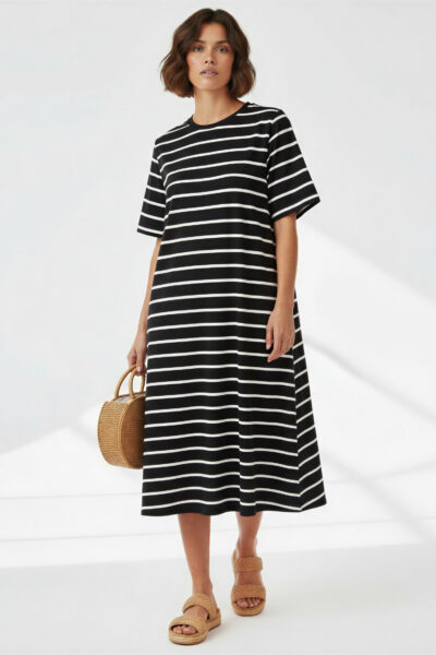 Straight Cotton Jersey Dress Black Liberty Rose Straight Cotton Jersey Dress Black Liberty Rose