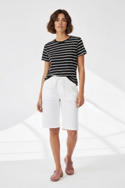 Cotton Jersey Stripe Tee Black Liberty Rose Cotton Jersey Stripe Tee Black Liberty Rose