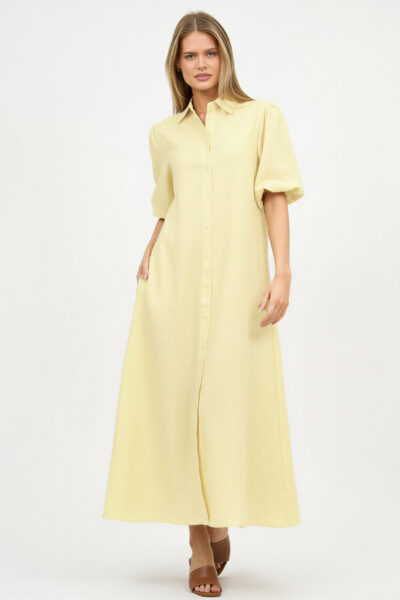 Maxi Linen Shirt Dress Yellow Liberty Rose Maxi Linen Shirt Dress Yellow Liberty Rose