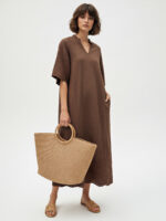 Embroidered Cotton Dress Chocolate Liberty Rose Embroidered Cotton Dress Chocolate Liberty Rose