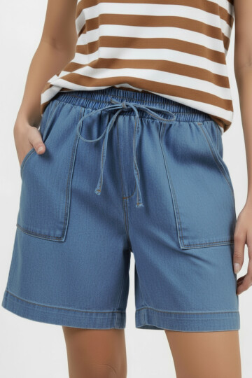 Stitch Detail Denim Short Light Denim Liberty Rose