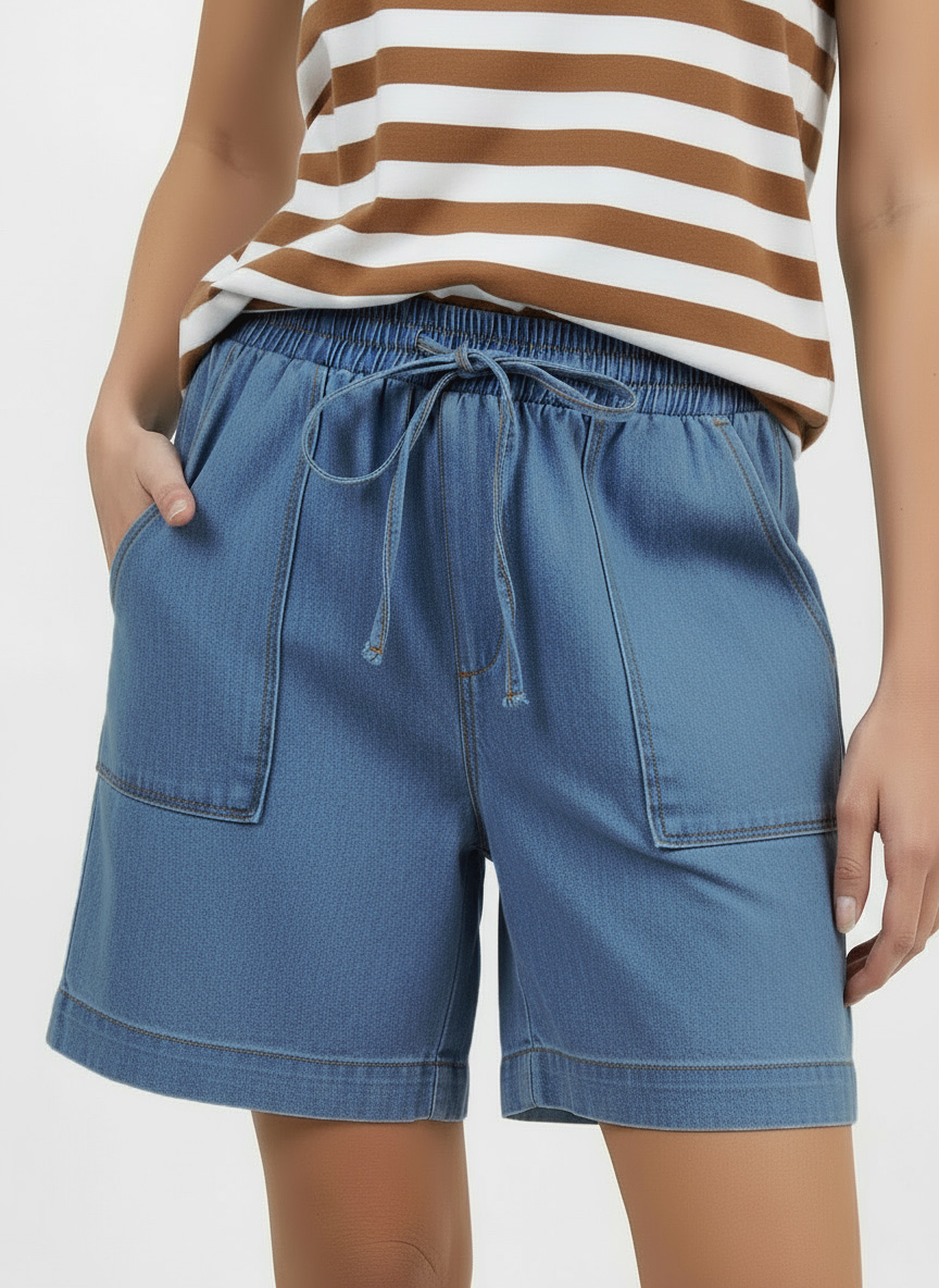 Stitch Detail Denim Short Light Denim Liberty Rose Stitch Detail Denim Short Light Denim Liberty Rose