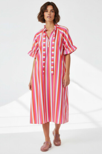 Cotton Relaxed Dress Pink Liberty Rose Cotton Relaxed Dress Pink Liberty Rose