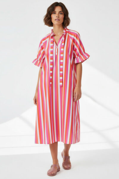 Cotton Relaxed Dress Pink Liberty Rose Cotton Relaxed Dress Pink Liberty Rose