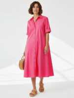 Cotton Relaxed Shirt Dress Chocolate Liberty Rose Cotton Relaxed Shirt Dress Chocolate Liberty Rose