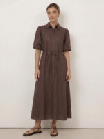 Maxi Linen Shirt Dress Yellow Liberty Rose